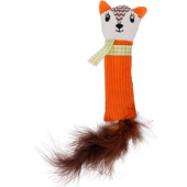 Играчка за котка Flamingo Jade Fox Orange 22.5 см - лисица с котешка трева, пера и шумящ ефект